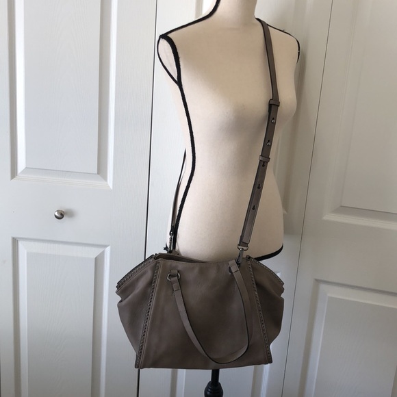 INC Hazel Studded Satchel Faux Leather Gray/Brown - Picture 7 of 9